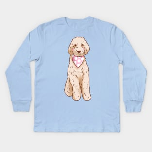 Cute Golden Doodle drawing Kids Long Sleeve T-Shirt